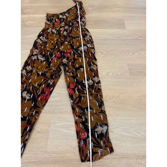 Maeve by Anthopologie one shoulder brown floral jumpsuit size 2 - Picture 3 of 6